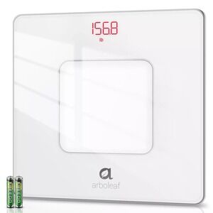 Arboleaf Digital Bathroom Scale White Tempered Glass LED Display CS20H 400lb Max